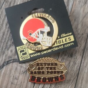 Cleveland Browns Gold & Orange Helmet Pin Set